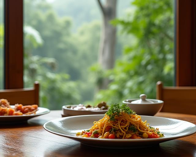 Organic farm-to-table dining with wildlife views