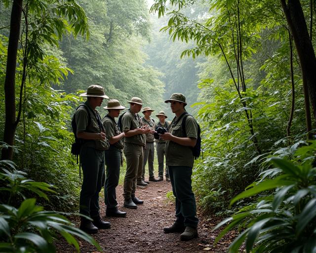 Participants conducting wildlife research and data collection
